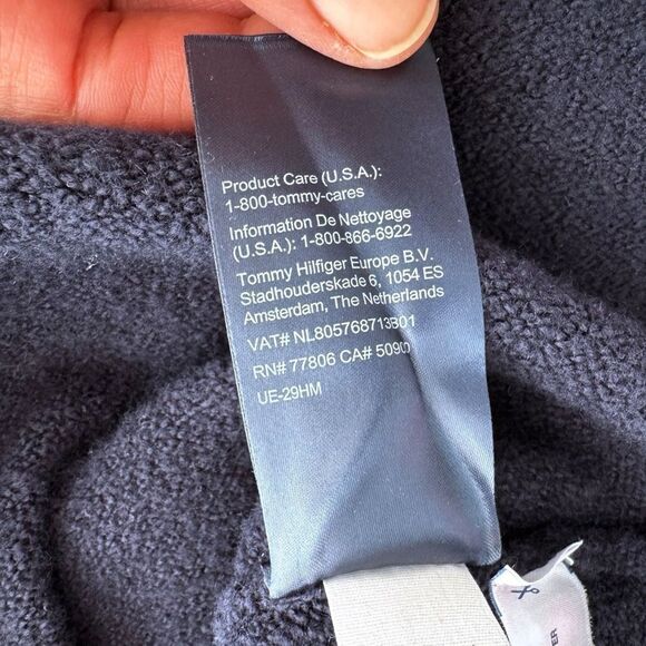 TOMMY HILFIGER NWT long crew neck in Navy  Bouclé Size S - Picture 9 of 9
